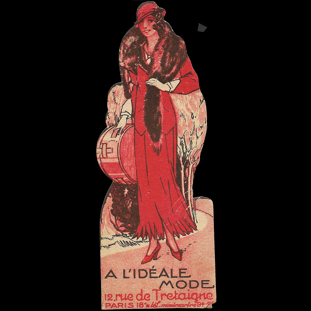 A l'Idéale Mode - Carte de la maison de chapeaux, 12 rue de Trétaigne à Paris (1920s)