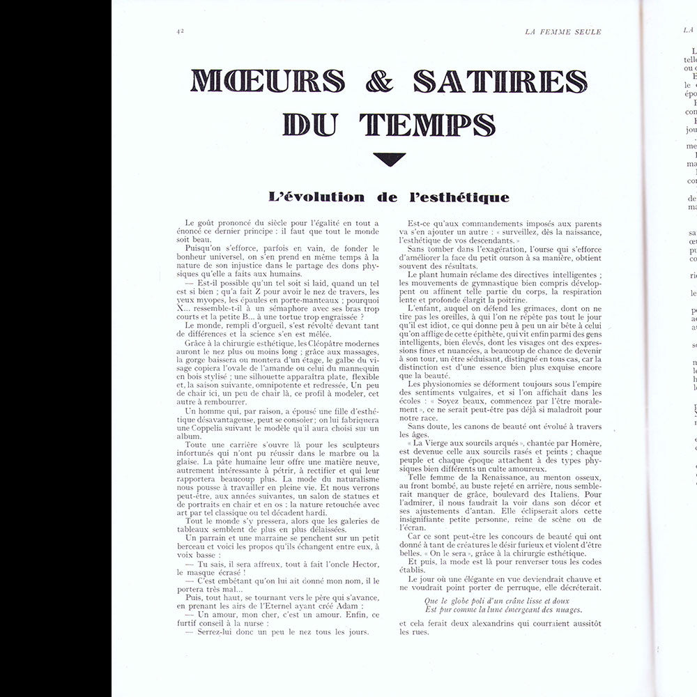 La Femme seule, août - septembre 1929