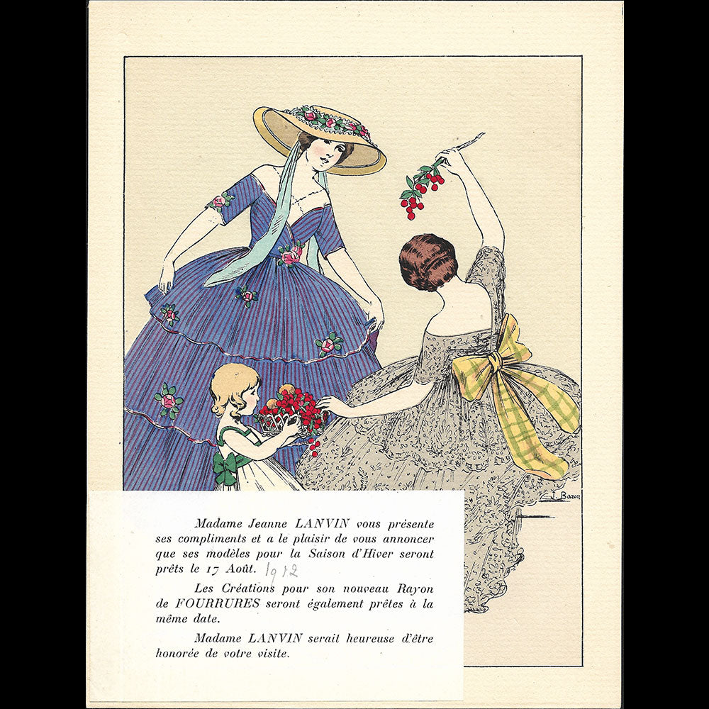 Lanvin - Invitation, Madame Jeanne Lanvin vous présente ses compliments (1912)