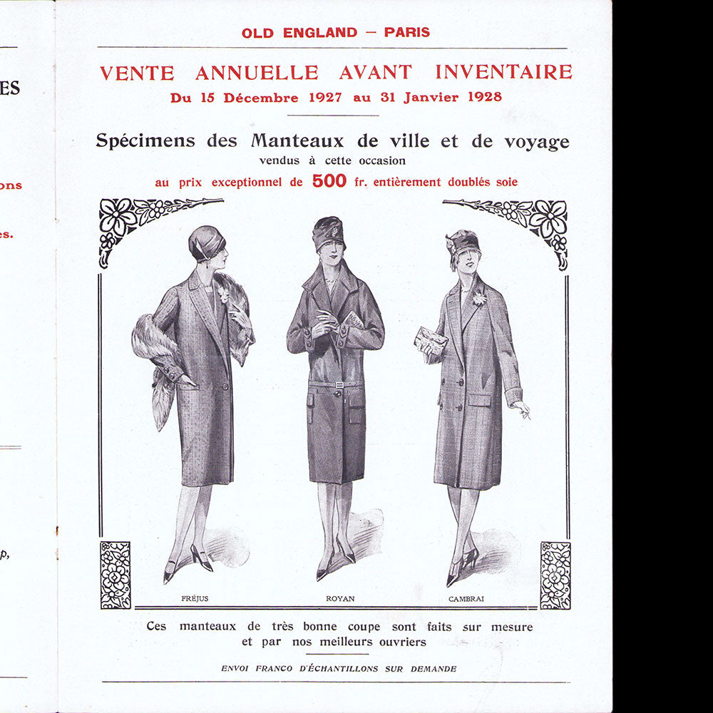 Old England - Vente annuelle avant inventaire du 1er au 31 janvier 1926