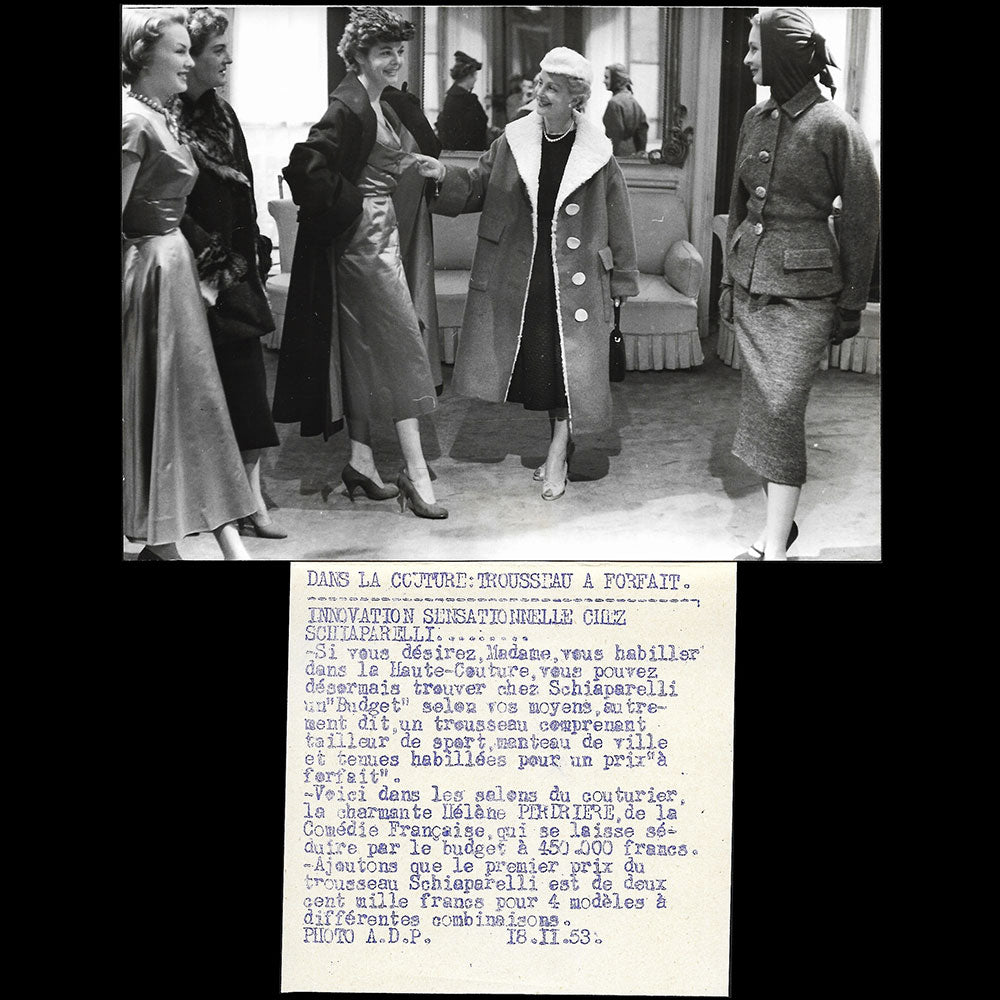 Schiaparelli - Innovation sensationnelle, trousseau à forfait (1953)