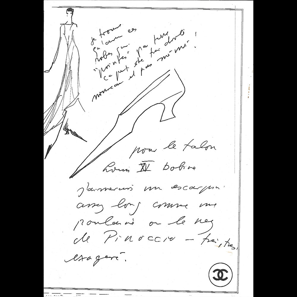 Chanel - Réunion de 20 documents de travail à destination du bottier Massaro (1988-2004)
