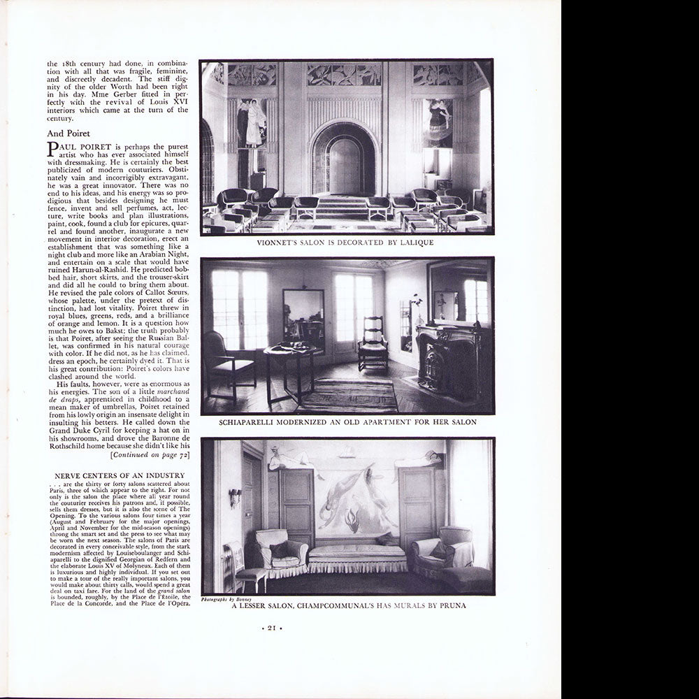 Fortune - The French Dressmakers : Vionnet, Chanel, Poiret, Lanvin, etc. (1932, août)